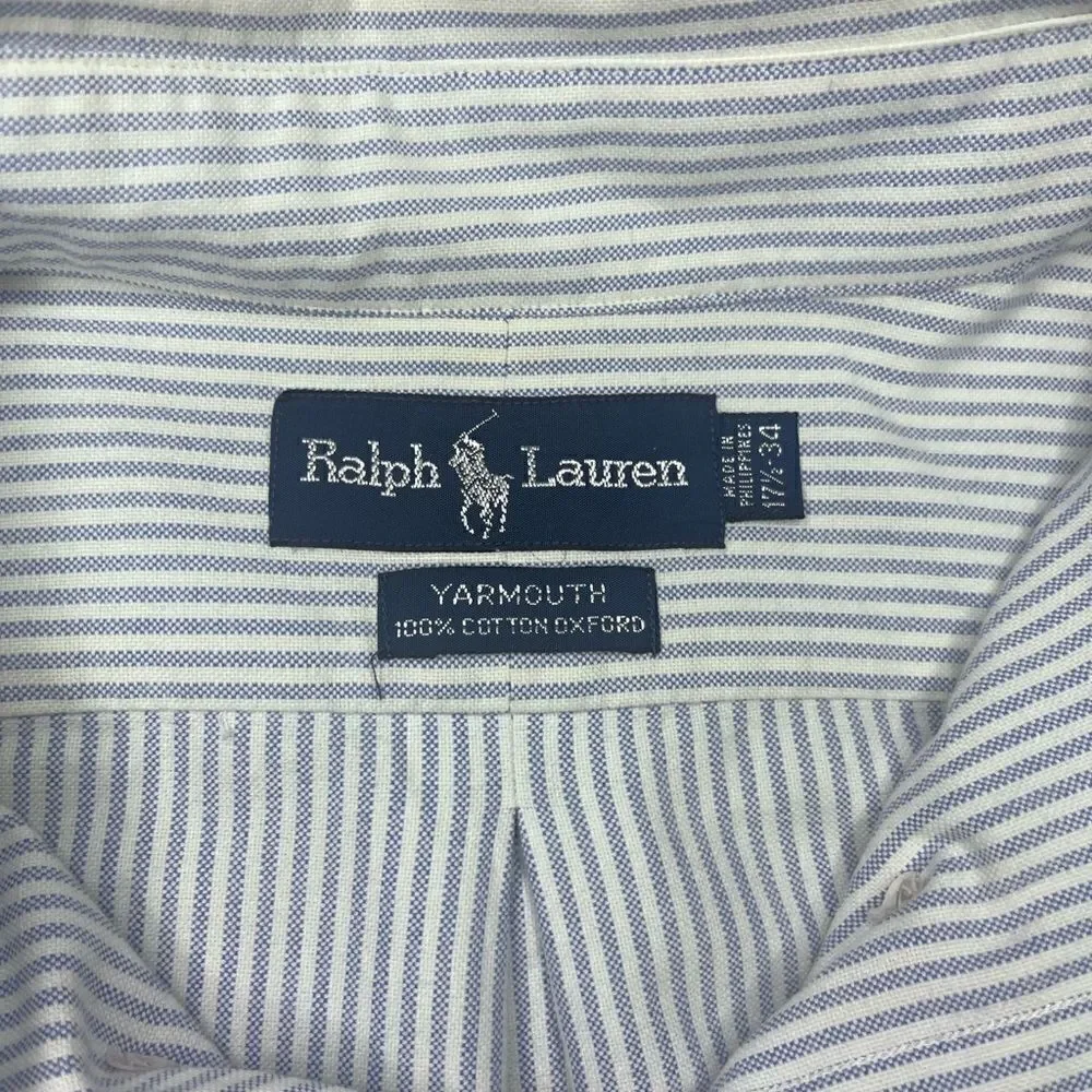 Ralph Lauren Yarmouth Chambray and white pinstriped dress button down sz 17.5